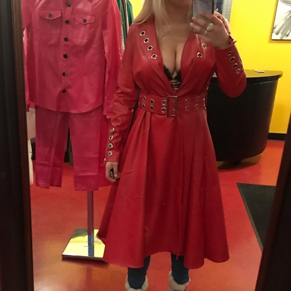 Multiverse red leather grommet belt jacket - Picture 4 of 8